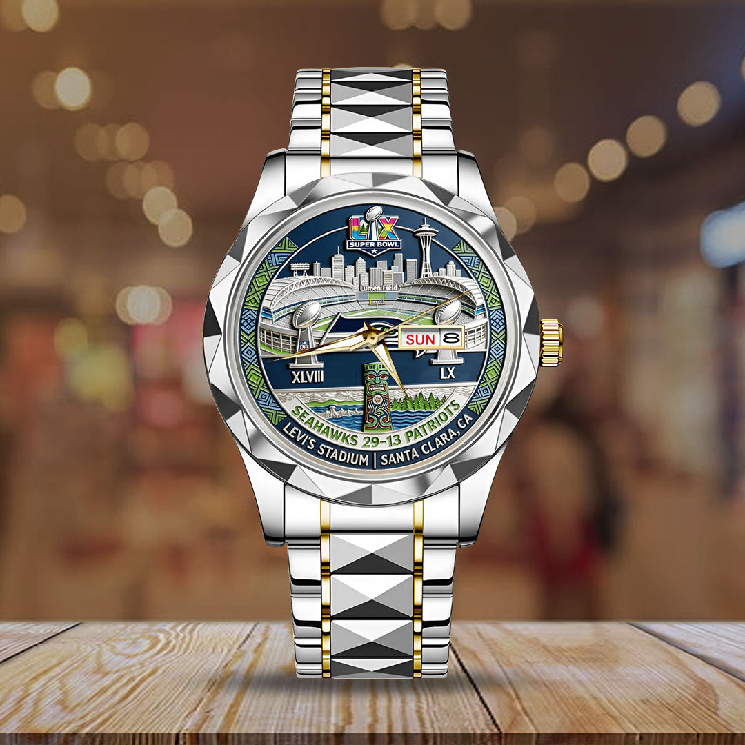 Seattle Seahawks 2025 Super Bowl LX Champions Alloy Luxury Quartz Watch – TMTHU4043