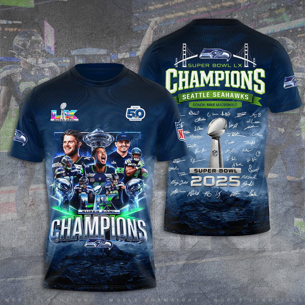 Seattle Seahawks 2025 Super Bowl LX Champions 3D Apparel – GNE5002