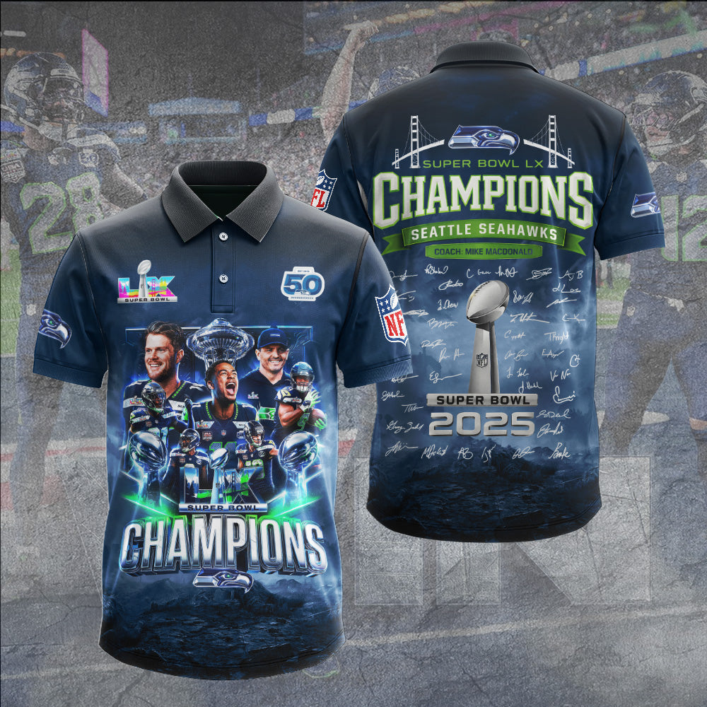 Seattle Seahawks 2025 Super Bowl LX Champions 3D Apparel – GNE5002