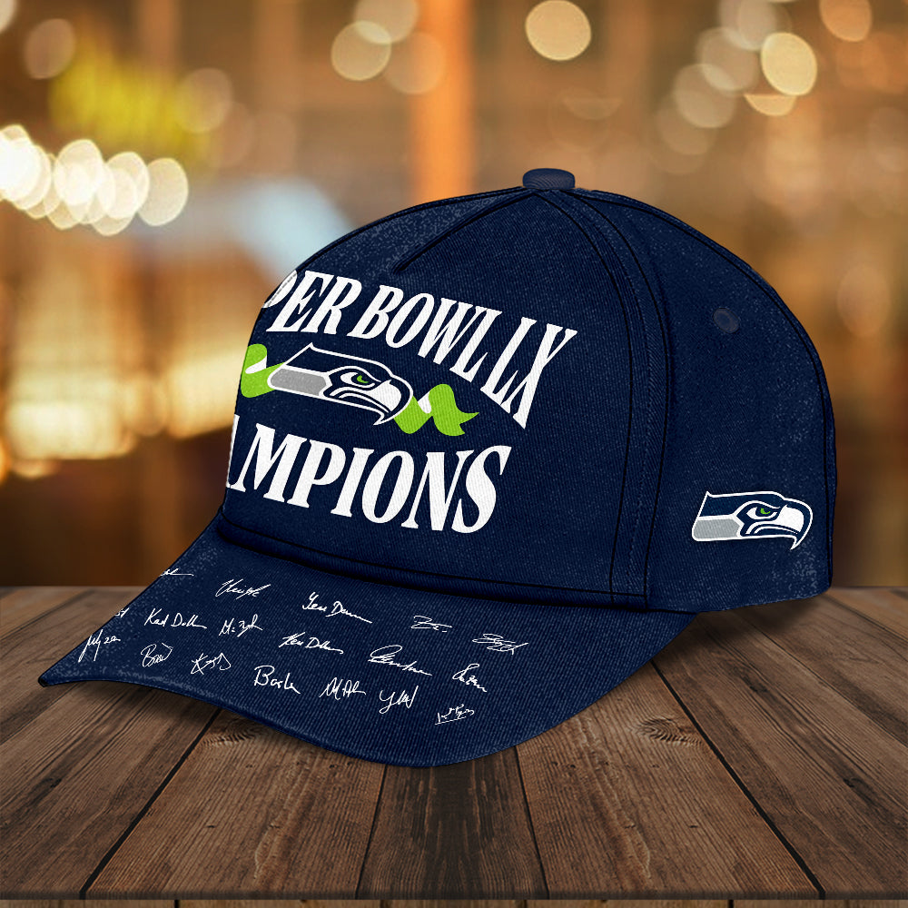 Seattle Seahawks 2025 Super Bowl LX Champions Classic Cap – TMTHU3877