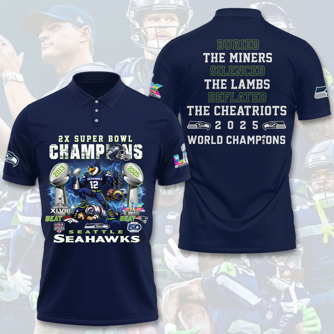 Seattle Seahawks 2025 Super Bowl LX Champions 3D Apparel – TANTN20976