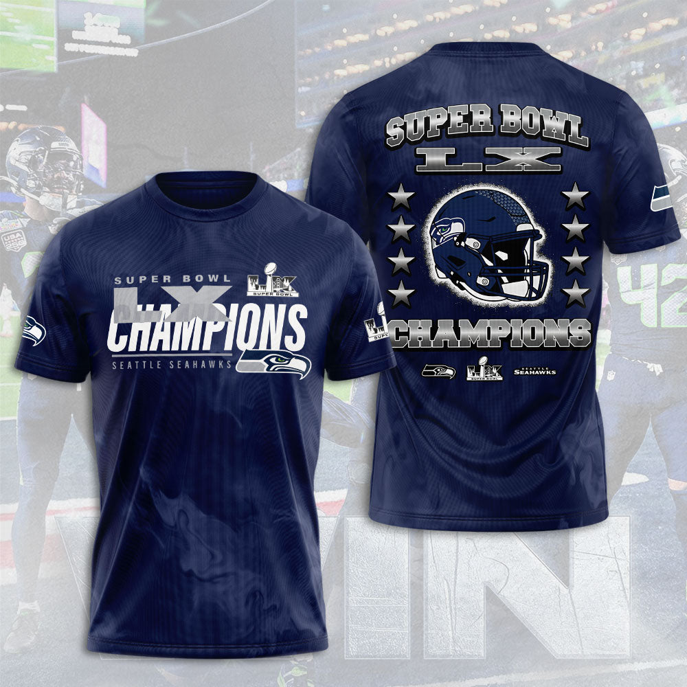 Seattle Seahawks 2025 Super Bowl LX Champions 3D Apparel – TANTN21013