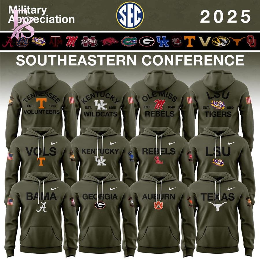 Southeastern Conference Teams 2025 Military Appreciation Hoodie