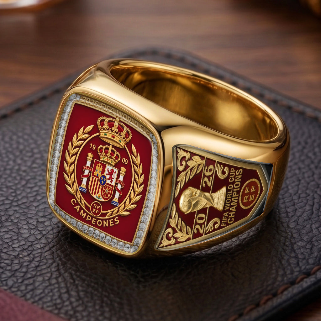 Spain National Team 2026 FIFA World Cup Champions 3D Engraved Ring – TMTHU7739