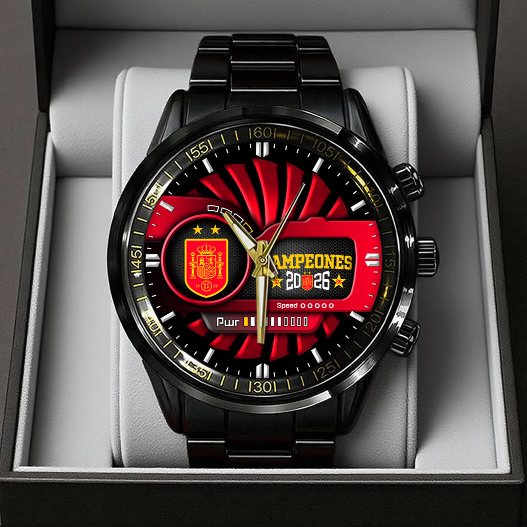 Spain National Team 2026 FIFA World Cup Champions Black Stainless Steel Watch – TANTN24477