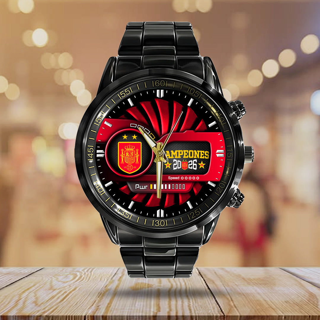 Spain National Team 2026 FIFA World Cup Champions Black Stainless Steel Watch – TANTN24477
