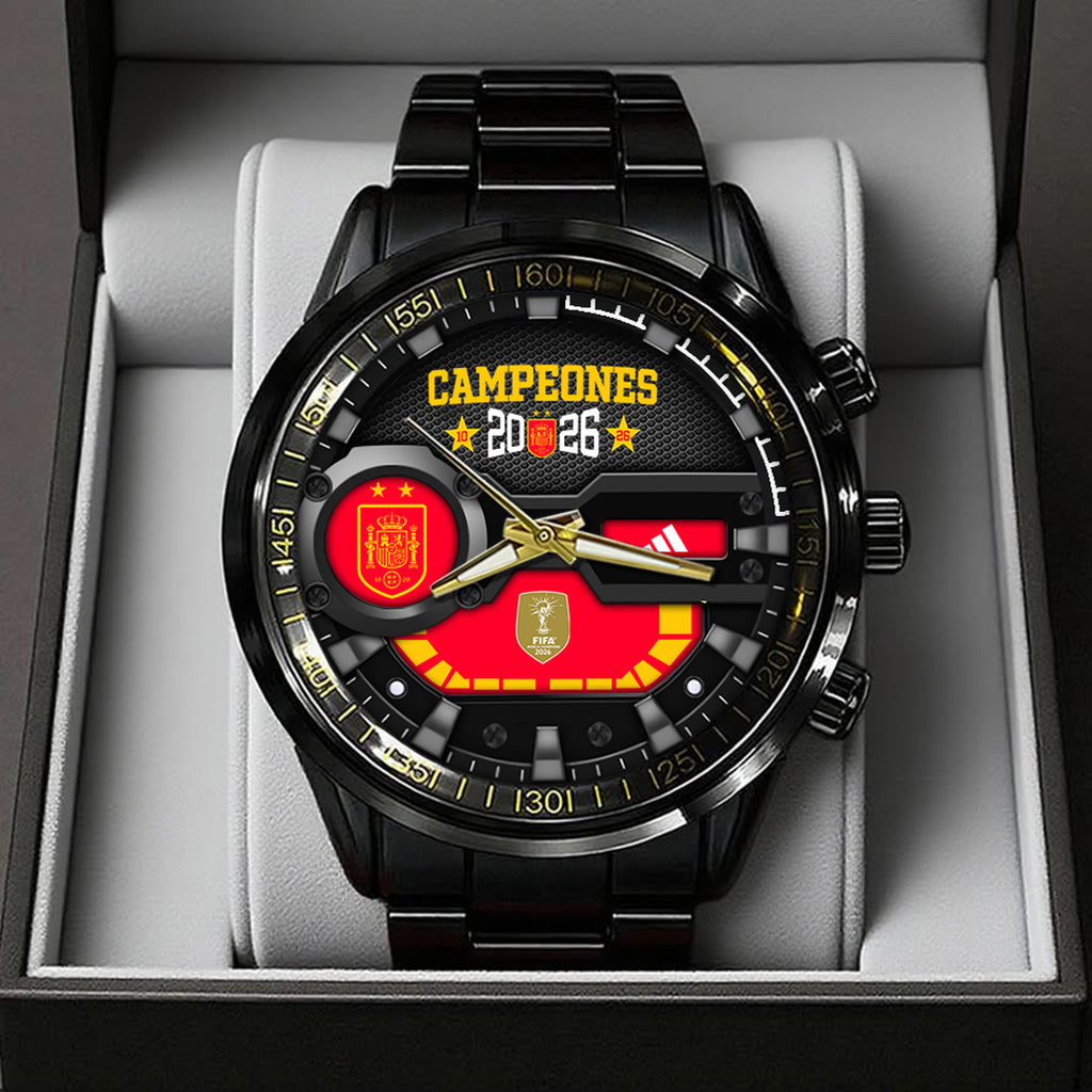 Spain National Team 2026 FIFA World Cup Champions Black Stainless Steel Watch – TANTN24478