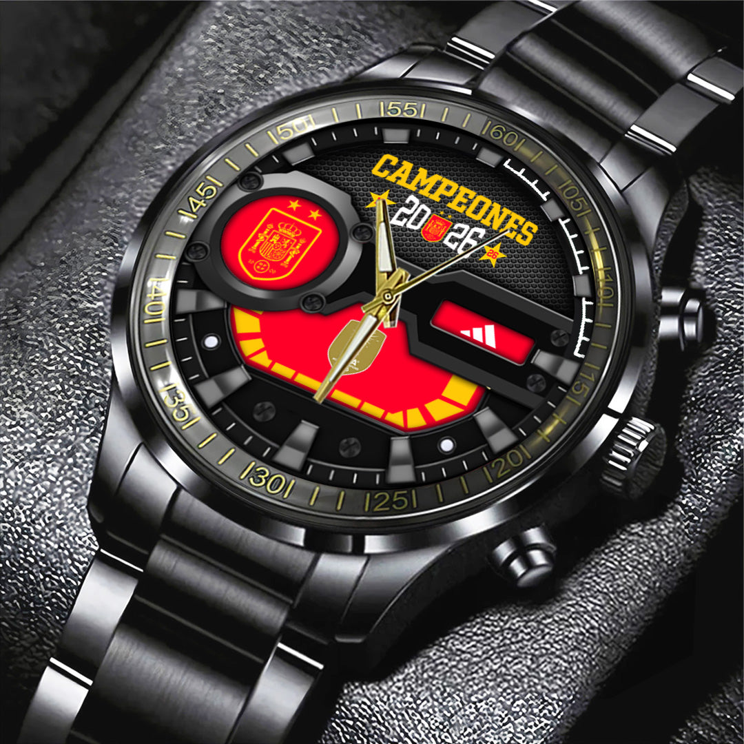 Spain National Team 2026 FIFA World Cup Champions Black Stainless Steel Watch – TANTN24478
