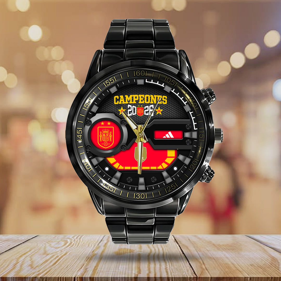 Spain National Team 2026 FIFA World Cup Champions Black Stainless Steel Watch – TANTN24478