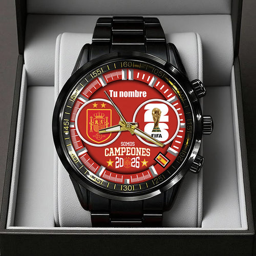 Spain National Team 2026 FIFA World Cup Champions Black Stainless Steel Watch – TANTN24345