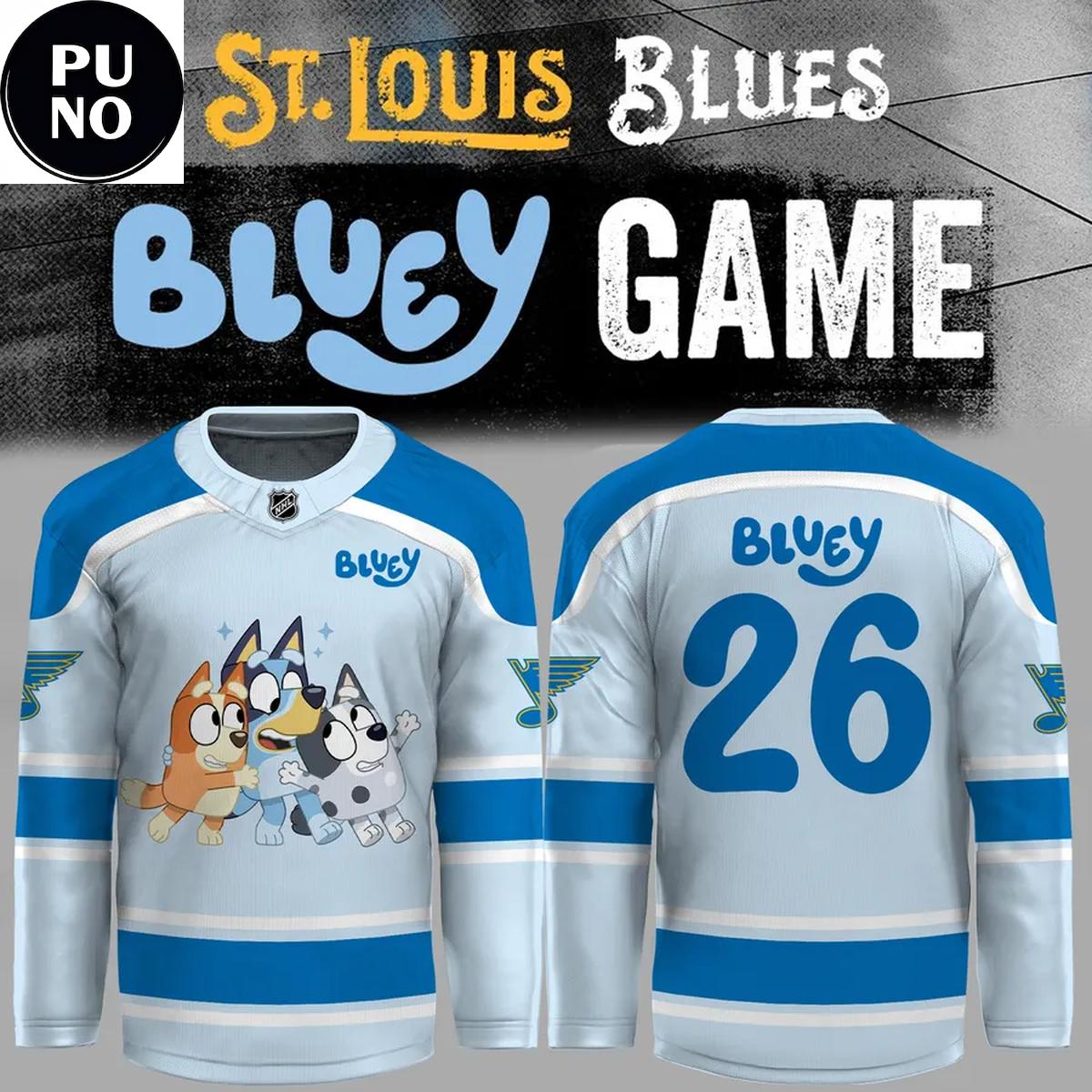 St. Louis Blues x Bluey Night 2026 Personalized Hockey Jersey