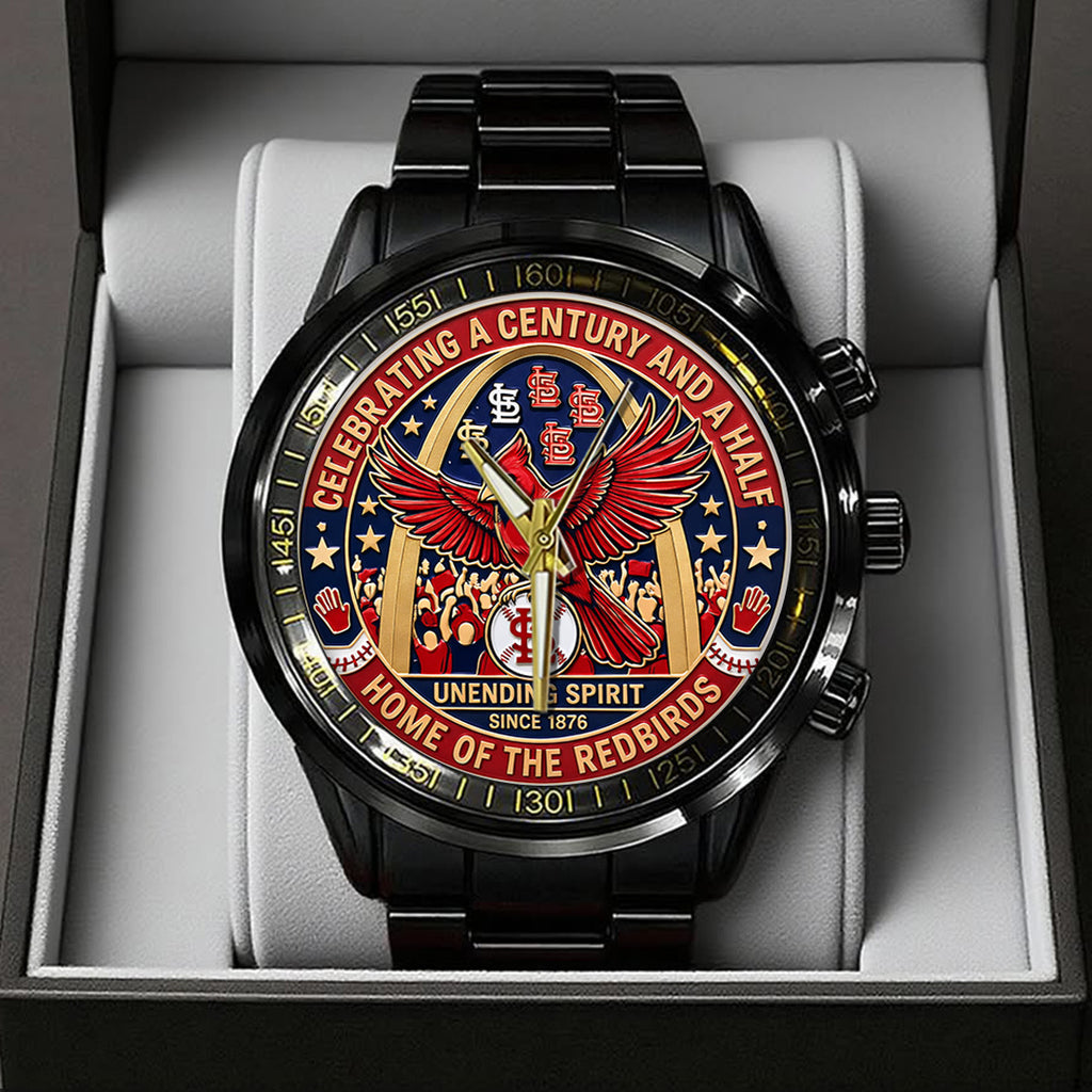 St. Louis Cardinals 150th Anniversary Black Stainless Steel Watch – TANTN21616
