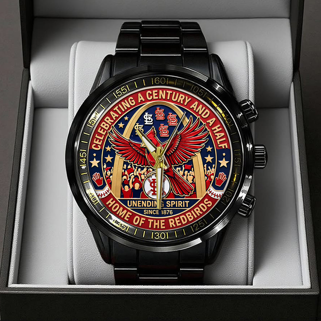 St. Louis Cardinals 150th Anniversary Black Stainless Steel Watch – TANTN21616
