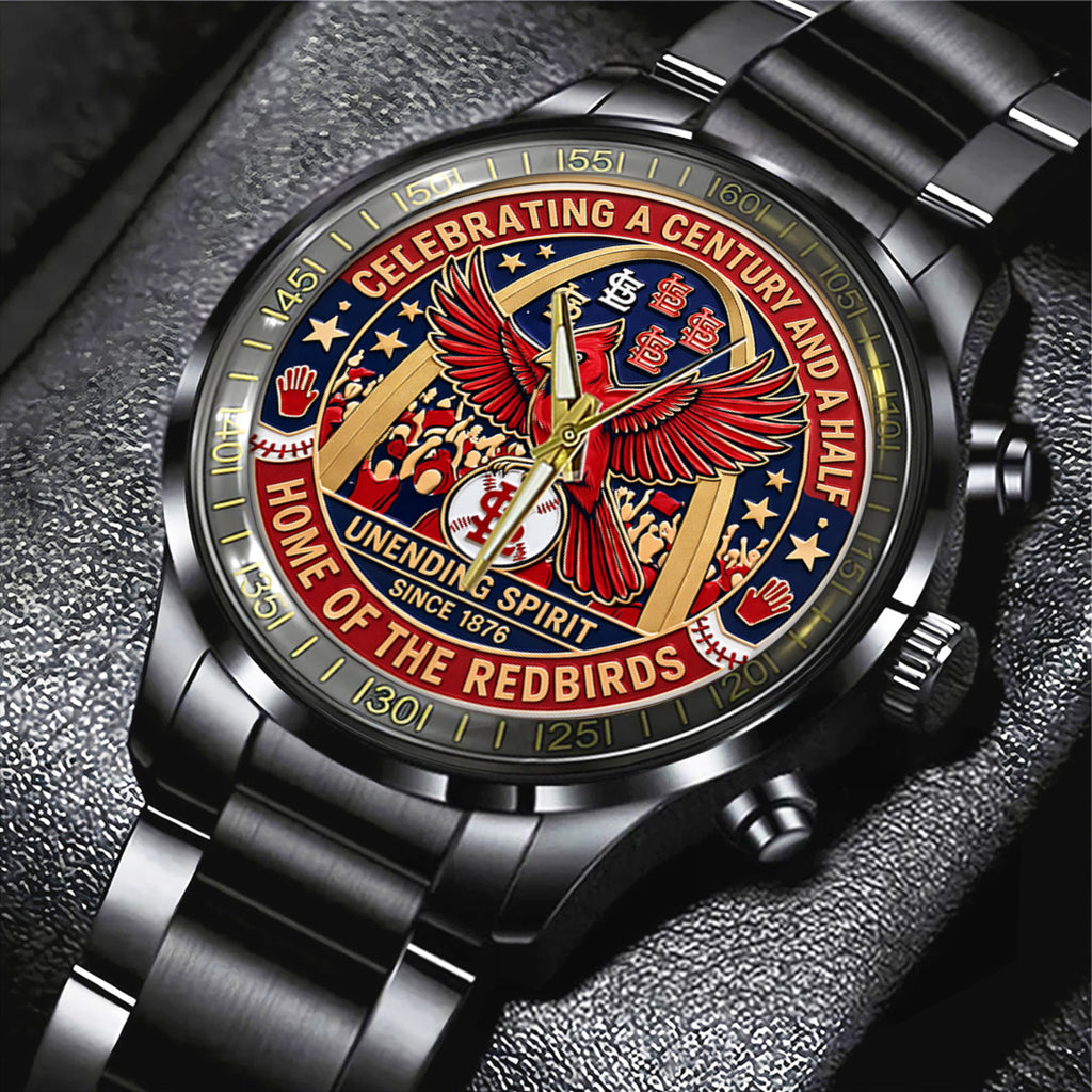 St. Louis Cardinals 150th Anniversary Black Stainless Steel Watch – TANTN21616