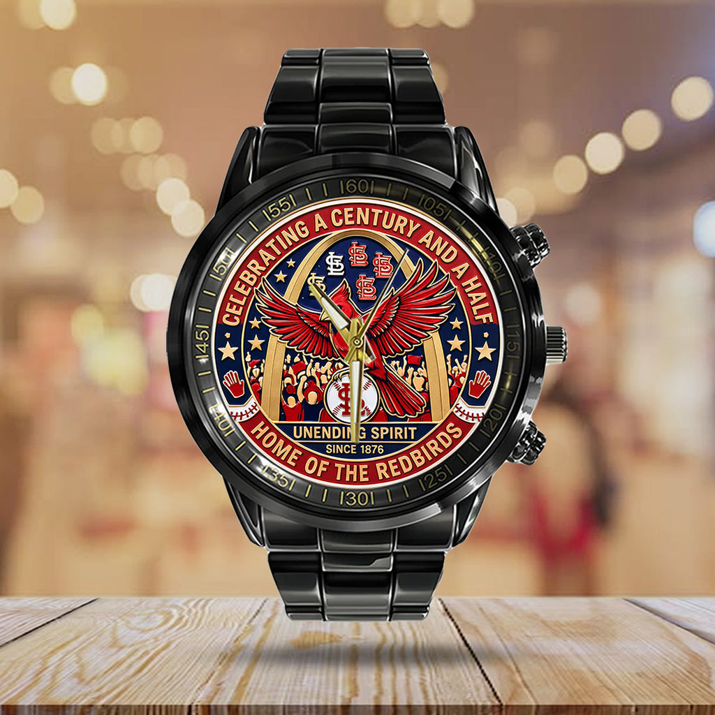 St. Louis Cardinals 150th Anniversary Black Stainless Steel Watch – TANTN21616