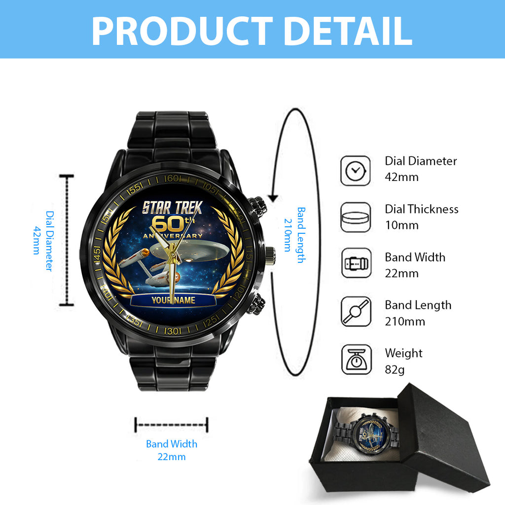Personalized Star Trek 60th Anniversary 2026 Black Stainless Steel Watch – TANTN21223
