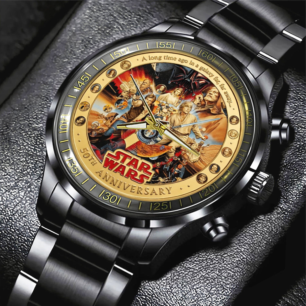 Star Wars 50th Anniversary 2027 Black Stainless Steel Watch – TMTHU5397