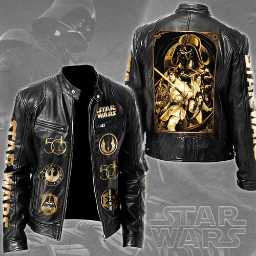 Star Wars 50th Anniversary 2027 Motorcycle Leather Jacket – TMTHU9932