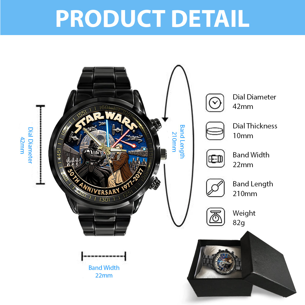 Star Wars 50th Anniversary Black Stainless Steel Watch – TMTHU5088