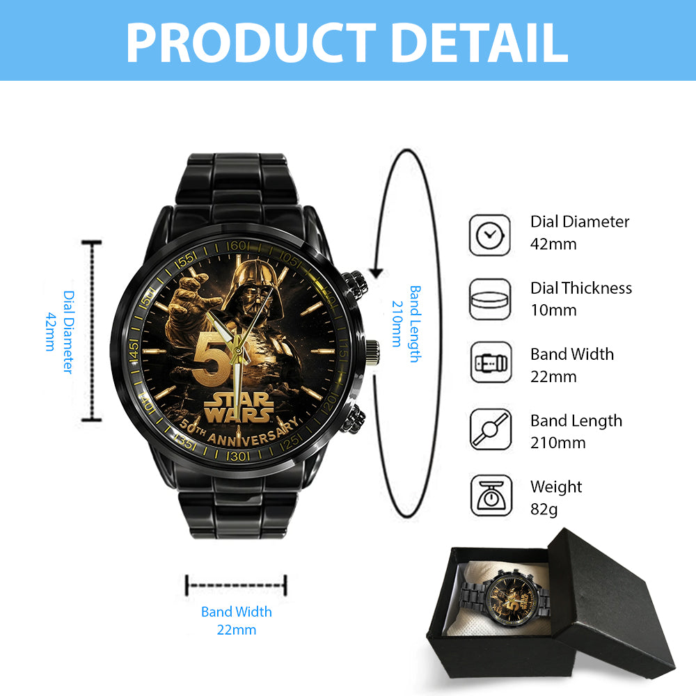 Star Wars 50th Anniversary Black Stainless Steel Watch – TMTHU6680