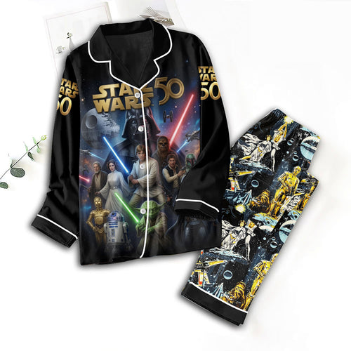 Star Wars 50th Anniversary Satin Pajama Set with Piping – TMTHU7799