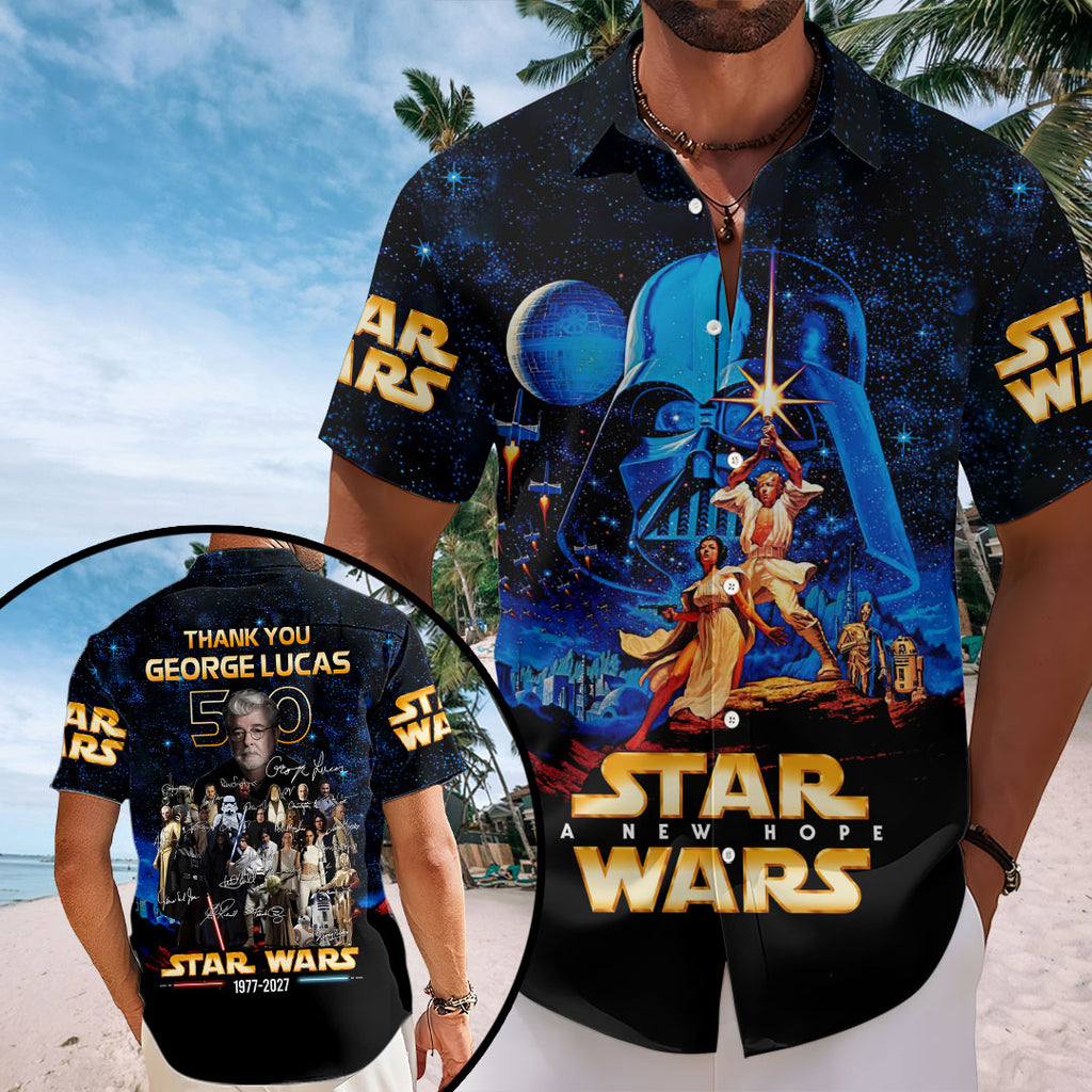 Star Wars 50th Anniversary Short Sleeve Button-Down Shirt – HOATT17404