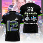 Seattle Seahawks 2x Super Bowl Champions 3D Apparel – TMTHU4021