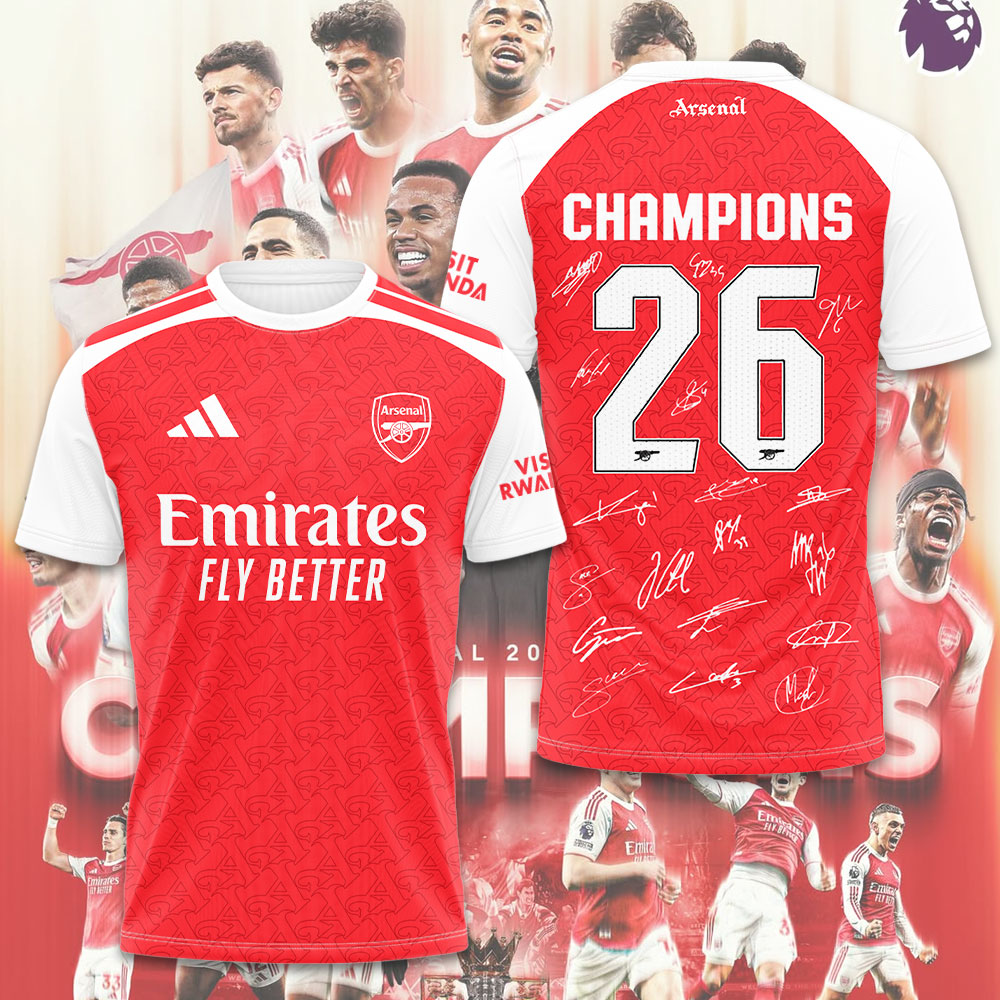 Arsenal FC Premier League Champions 25/26 3D Apparel – TMTHU6330