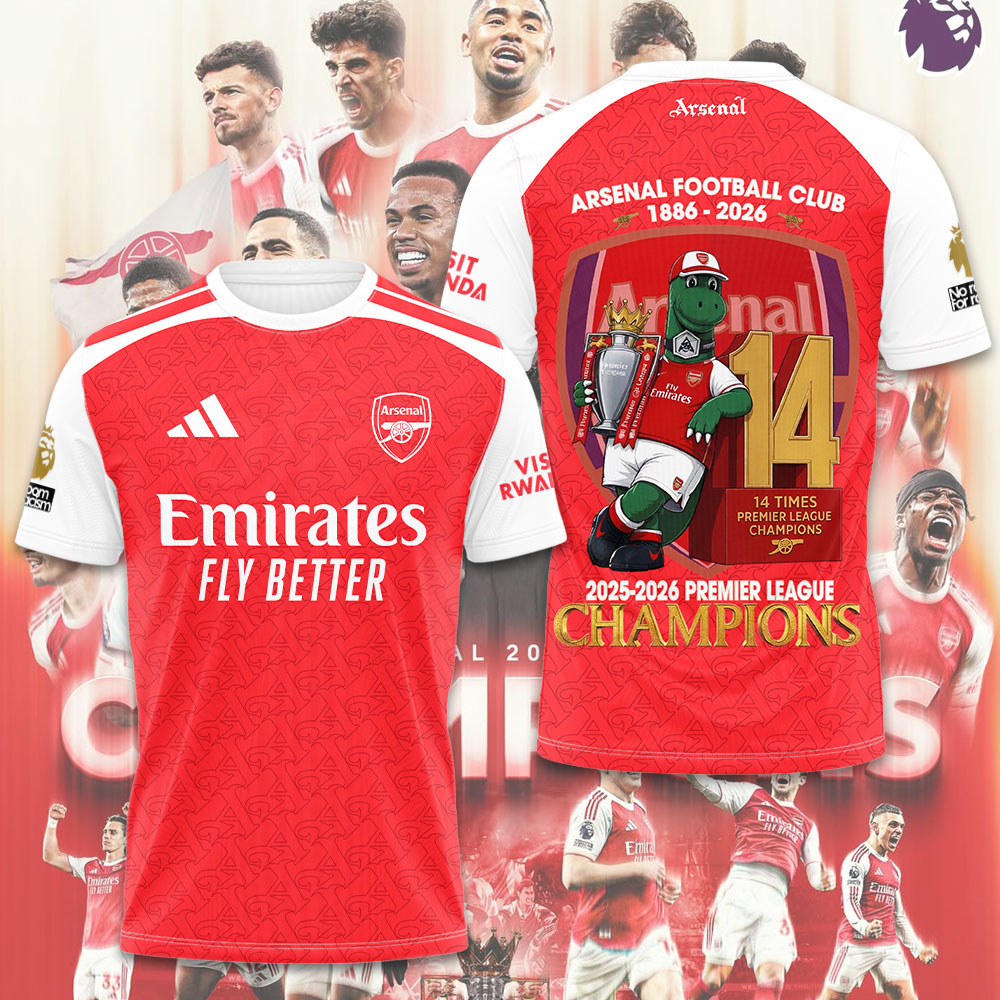 Arsenal FC Premier League Champions 25/26 3D Apparel – TMTHU6342