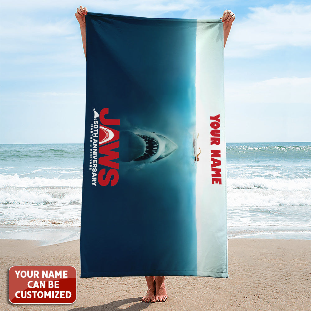 Personalized Jaws Rectangle Beach Towel – TANTN 12357