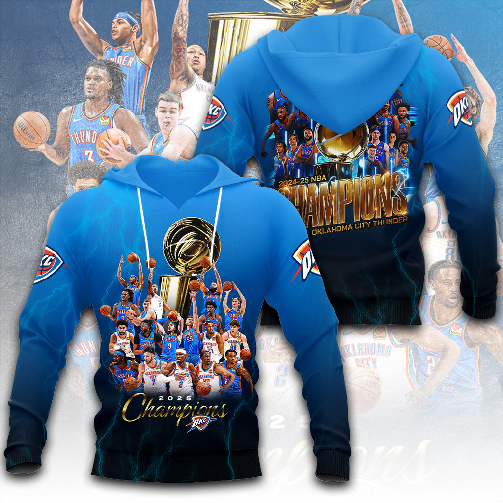 Oklahoma City Thunder 2025 NBA Champions 3D Apparel – TANTN 13915