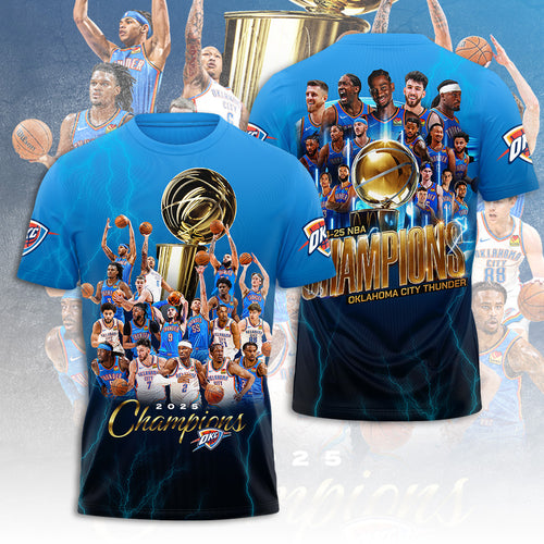 Oklahoma City Thunder 2025 NBA Champions 3D Apparel – TANTN 13915