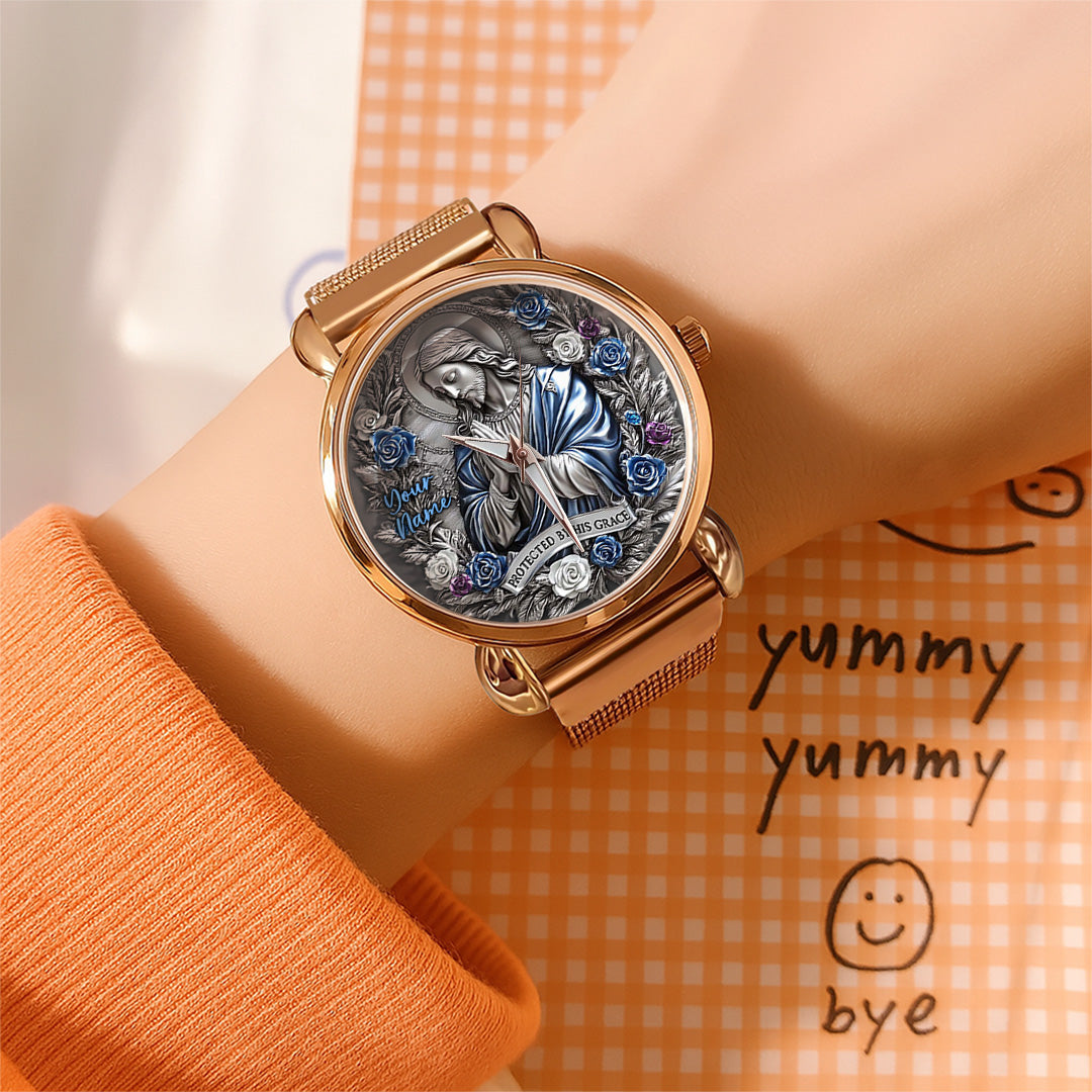 Personalized Protected By His Grace Mesh Strap Quartz Watch – TANTN15417