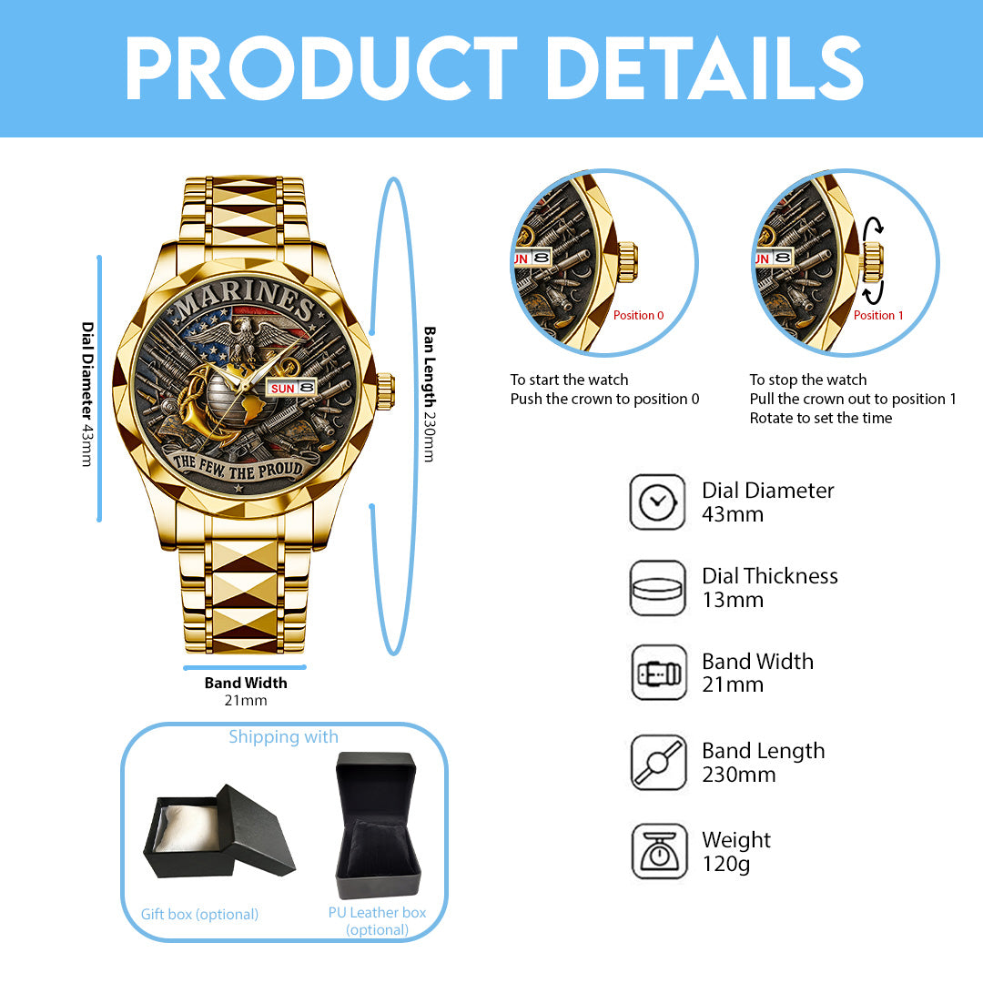 US Marine Corps Alloy Luxury Quartz Watch – TANTN15865