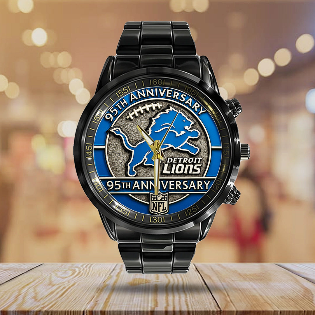 Detroit Lions 95th Anniversary 2025 Black Stainless Steel Watch – TANTN15890