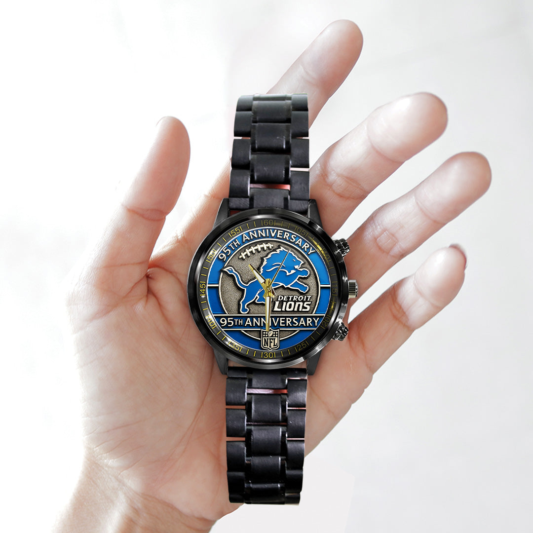 Detroit Lions 95th Anniversary 2025 Black Stainless Steel Watch – TANTN15890