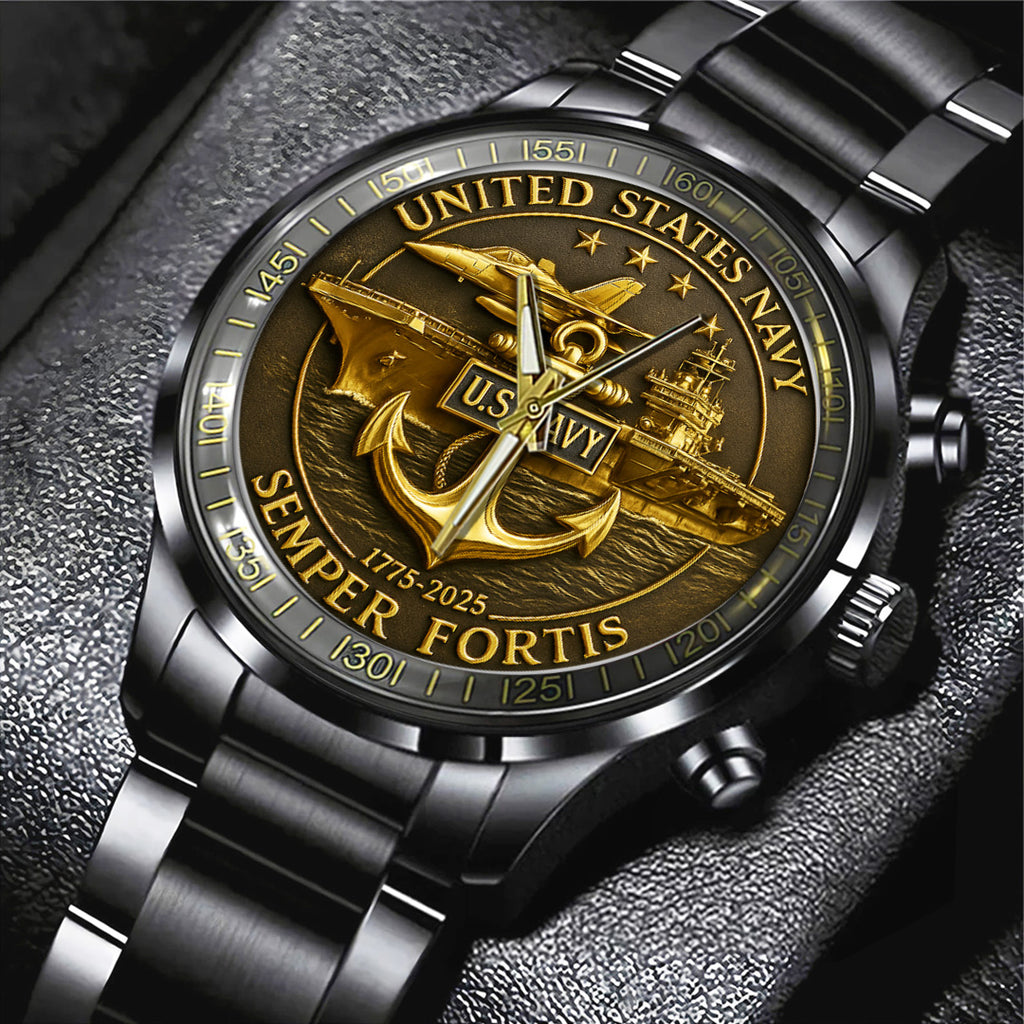 US Navy Black Stainless Steel Watch – TANTN15891