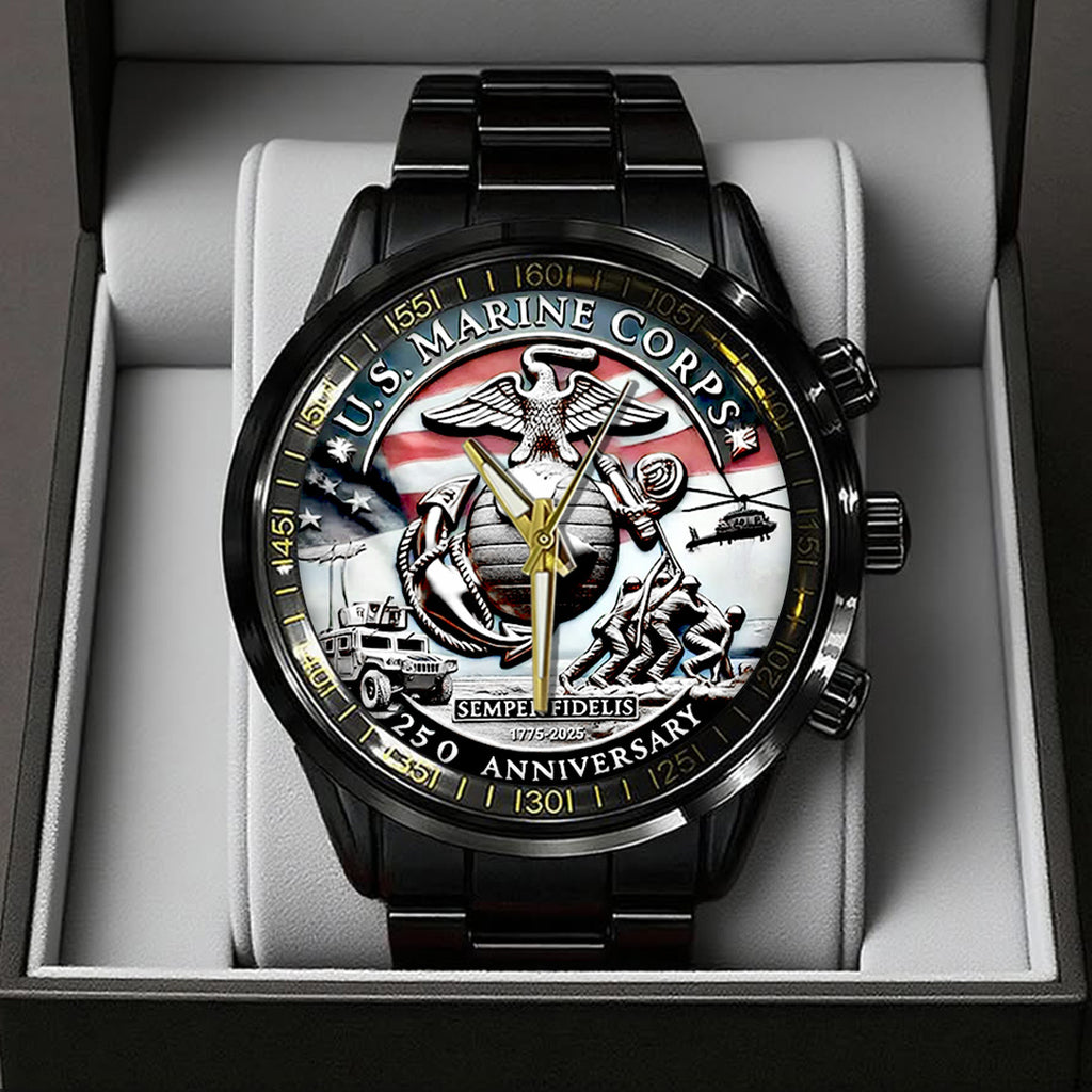 US Marine Corps Black Stainless Steel Watch – TANTN15908