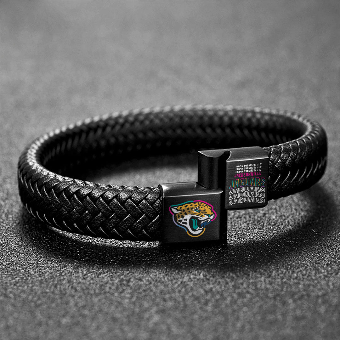 Jacksonville Jaguars Crucial Catch 2025 Braided Leather Bracelet – TANTN15926