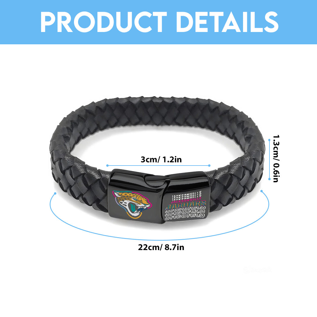 Jacksonville Jaguars Crucial Catch 2025 Braided Leather Bracelet – TANTN15926