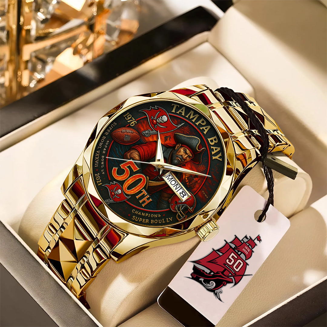 Tampa Bay Buccaneers 50th Anniversary 2026 Alloy Luxury Quartz Watch – TANTN15981