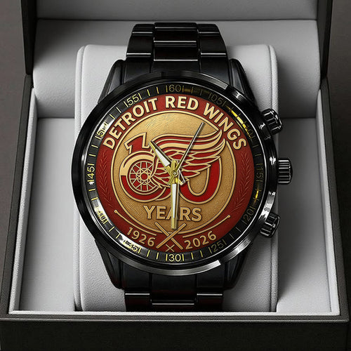 Detroit Red Wings 100th Anniversary 2026 Black Stainless Steel Watch – TANTN16093