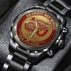 Detroit Red Wings 100th Anniversary 2026 Black Stainless Steel Watch – TANTN16093