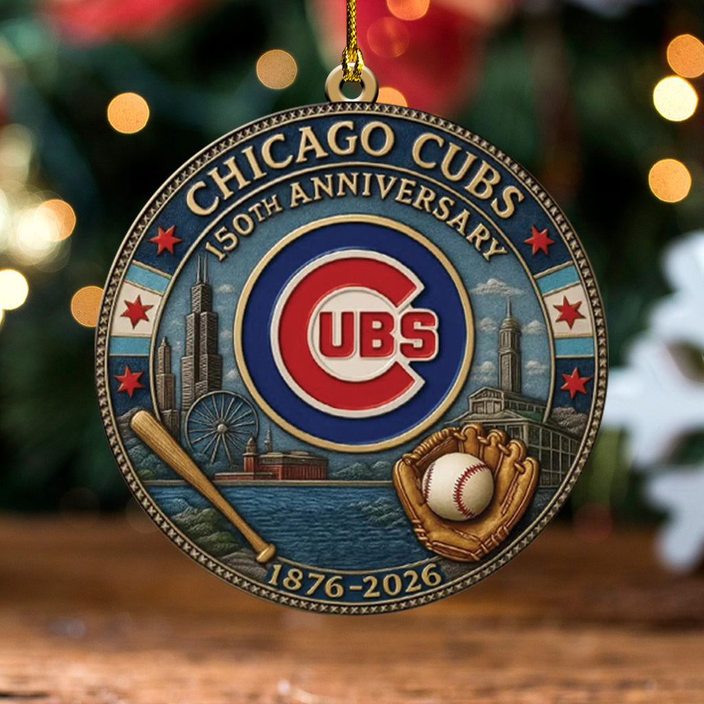 Chicago Cubs 150th Anniversary 2025 Custom Shape 2-sided Acrylic Ornament – TANTN17069