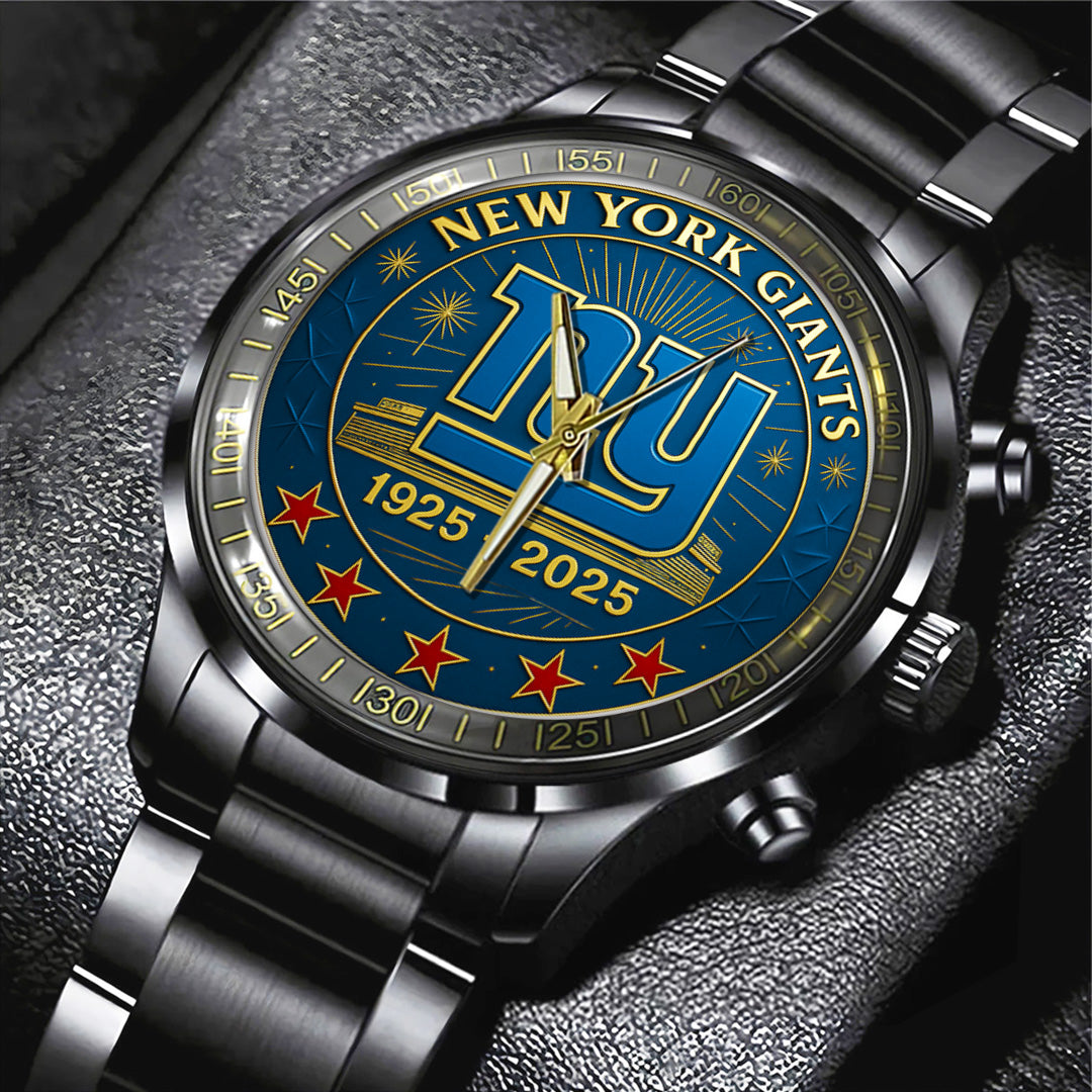 New York Giants 100th Anniversary 2025 Black Stainless Steel Watch – TANTN17179