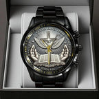 God Is Love, There Is Peace Black Stainless Steel Watch – TANTN17369