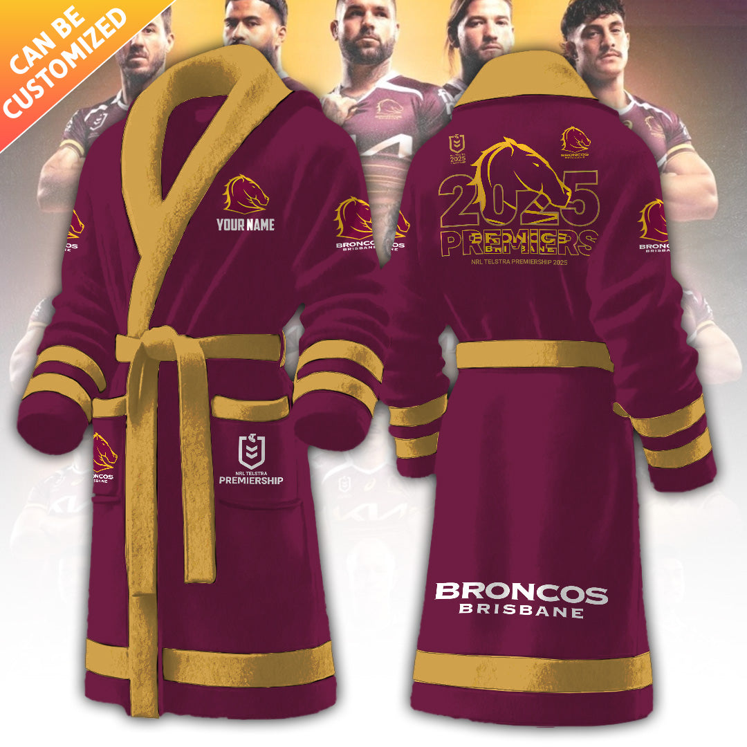 Personalized Brisbane Broncos Premiers 2025 3D Bathrobe – TANTN17380