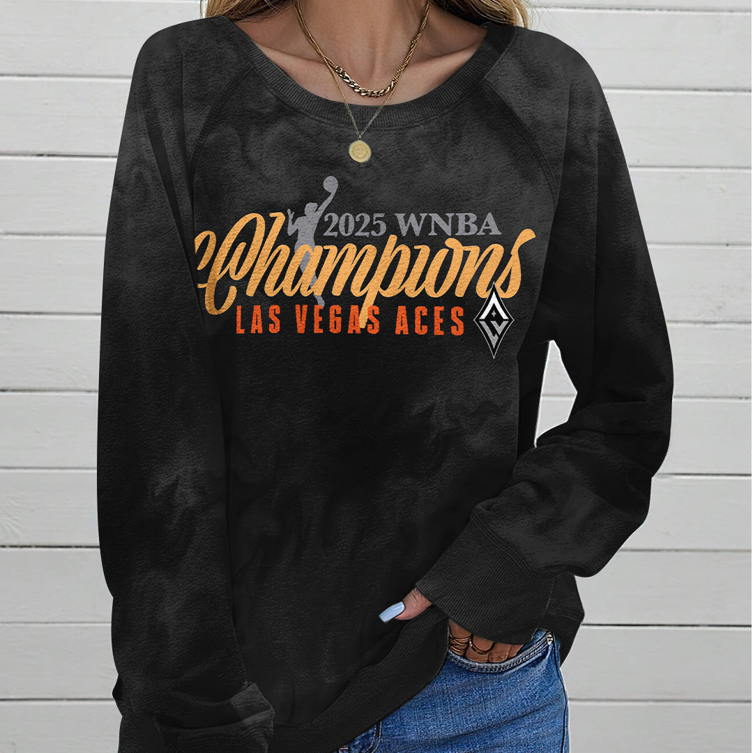 Las Vegas Aces 2025 WNBA Finals Champions Round Neck Raglan Sleeve Sweatshirt – TANTN17428