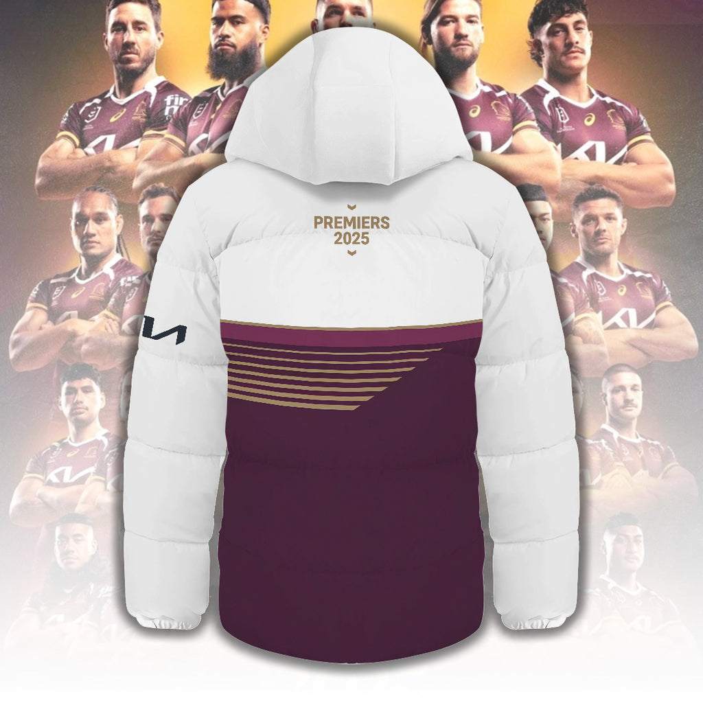 Brisbane Broncos 2025 Premiership Thickened Down Hooded Jacket – TANTN17633