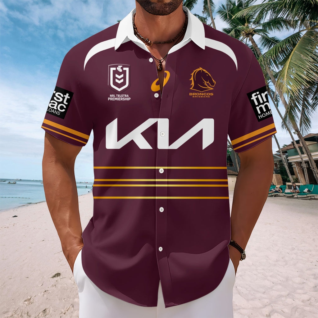 Brisbane Broncos Short Sleeve Button-Down Shirt – TANTN17645